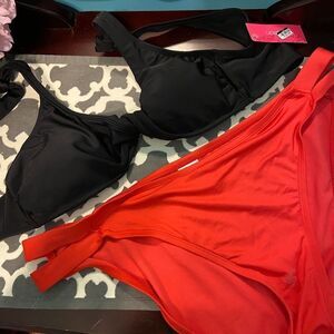 Kona Sol Swimsuit Bathing Suit Black & Pink XL